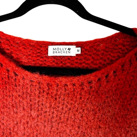 Molly Bracken Women's Chunky Knit Oversized Red Sweater-Medium - Picture 6 of 10